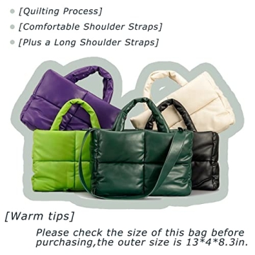 Women's Quilted Puffer Bag - Soft, Durable Winter Shoulder Handbag