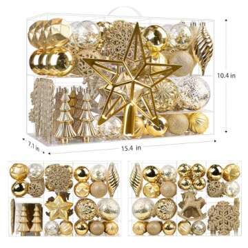 SHareconn 100pcs Christmas Tree Decorations Ornaments Set, Shatterproof Plastic Baubles Decorative B...