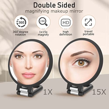 Double Sided Handheld Makeup Mirror – 1X/15X