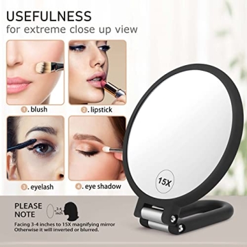 Double Sided Handheld Makeup Mirror – 1X/15X