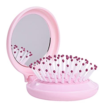 Arthaxi Hair Brush with Mirror, Compact Mirror with Mini Hair Brush Set, Folding Hairbrush for Women...