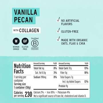 Purely Elizabeth, Vanilla Pecan, Collagen Oatmeal Cups With Nut Butter Packet, Gluten-Free, 2 Ounce (Pack of 12)