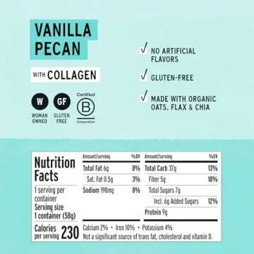Purely Elizabeth, Vanilla Pecan, Collagen Oatmeal Cups With Nut Butter Packet, Gluten-Free, 2 Ounce (Pack of 12)