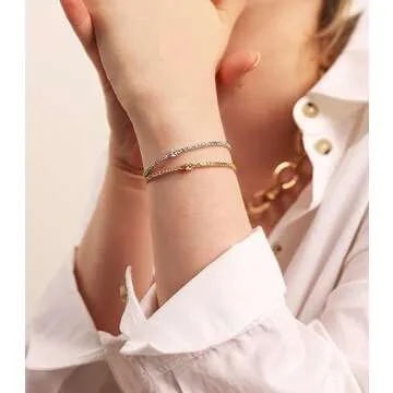 OZEL – Gold Bracelets for Women – 18K Real Gold Plated – Colorful Crystal Cute Bracelets for h...