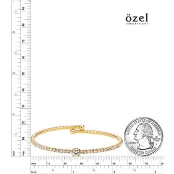 OZEL – Gold Bracelets for Women – 18K Real Gold Plated – Colorful Crystal Cute Bracelets for her (Green/Clear/Black/Pink Opal/Green Opal/White Opal) (G_Round, Free)