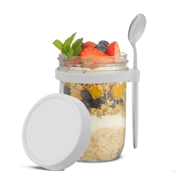 JoyJolt 3-Pack Overnight Oats Jars Eco-Friendly Meal Prep