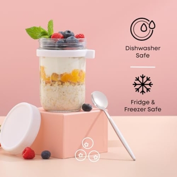 JoyJolt 3-Pack Overnight Oats Jars Eco-Friendly Meal Prep