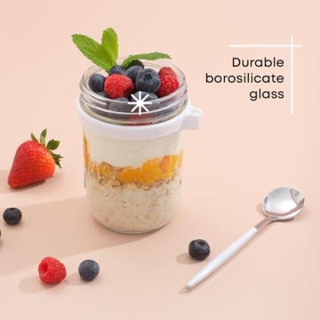 JoyJolt 3-Pack Overnight Oats Jars Eco-Friendly Meal Prep