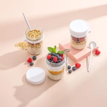 JoyJolt 3-Pack Overnight Oats Jars Eco-Friendly Meal Prep
