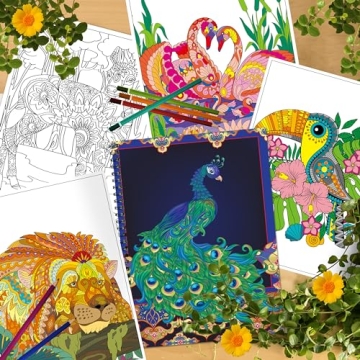 Kalysky Adult Coloring Books Set:3 Coloring Books for Adults Animal Flowers & Other Themes Designs.Coloring Books for Adults to Relax and Relieve Anxiety
