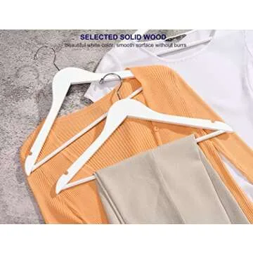 Amber Home White Wooden Hangers for Elegant Closet Organization