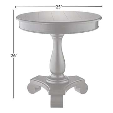 Roundhill Furniture Rene Round Wood Pedestal Side Table, Black