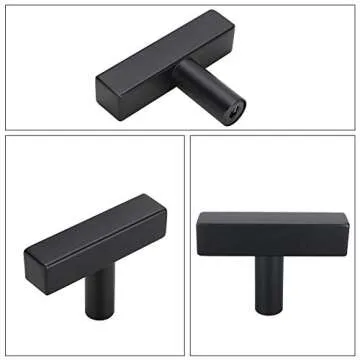 goldenwarm Kitchen Cabinet Knobs Black Cabinet Hardware - LSJ22BK Square Cabinet Knobs for Kitchen Cabinets Modern Cabinet Hardware Knobs for Bathroom, Closet, Wardrobe, 15 Pack
