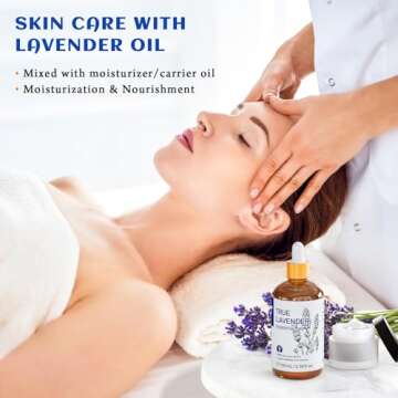 HIQILI Lavender Essential Oil - 100% Pure Undiluted, for Aromatherapy Diffuser at Room & Office, Relax Mind and Better Sleep, Therapeutic Grade | 100ML with Glass Dropper