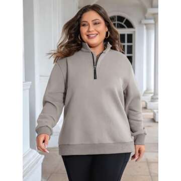 Chulianyouhuo Plus Size Half Zip Pullover for Women