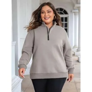 Chulianyouhuo Plus Size Half Zip Pullover for Women