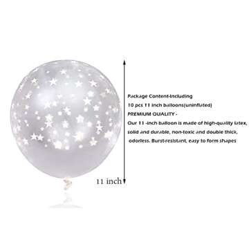 Single Source Party Supplies - 11" Stars Around Diamond Clear (Gold Stars) Latex Balloons Bag of 10
