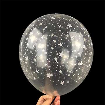 Single Source Party Supplies - 11" Stars Around Diamond Clear (Gold Stars) Latex Balloons Bag of 10