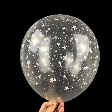 Elegant 11" Stars Around Clear Latex Balloons with Gold Stars