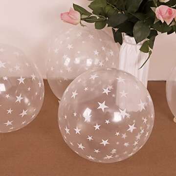 Single Source Party Supplies - 11" Stars Around Diamond Clear (Gold Stars) Latex Balloons Bag of 10