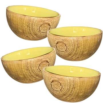 Kauri Mini Mango Wood Bowl 4" Set Design | Wooden Bowls for Decor, Snacks, Rice, Dip, Soup, and Sala...