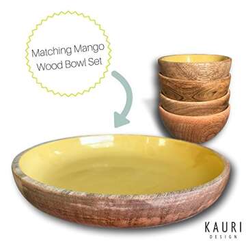 Kauri Mini Mango Wood Bowl 4" Set Design | Wooden Bowls for Decor, Snacks, Rice, Dip, Soup, and Salads | Set of 4