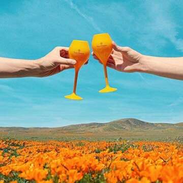 Veuve Clicquot VCP Trendy Rich Coupe Yellow Acrylic Champagne Poolside Glass Glasses Flutes 260ml Set (6 pcs)