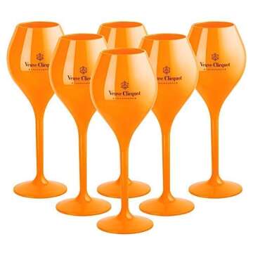Veuve Clicquot VCP Trendy Rich Coupe Yellow Acrylic Champagne Poolside Glass Glasses Flutes 260ml Set (6 pcs)