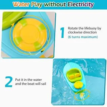 KINDIARY Bath Toy, Floating Wind-up Boat, Water Table Pool Bath Time Bathtub Tub Toy for Toddlers Baby Kids Infant Girls Boys