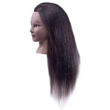 100% Real Hair Mannequin 22"-24" Afro Fluffy Light Yaki kinky Straight Textured Cosmetology Beauty S...