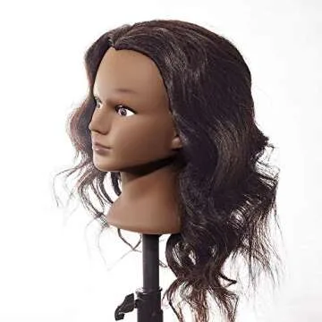 100% Real Hair Mannequin 22"-24" Afro Fluffy Light Yaki kinky Straight Textured Cosmetology Beauty School Head Included C-Clamp free of Purchase Black(22~24 Inch, #2)#2
