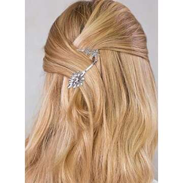 5-Pack Vintage Crystal Decorative Bobby Pins Hair Accessories Silver Tone Women