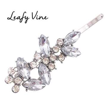 5-Pack Vintage Crystal Decorative Bobby Pins Hair Accessories Silver Tone Women