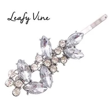 5-Pack Vintage Crystal Decorative Bobby Pins Hair Accessories Silver Tone Women