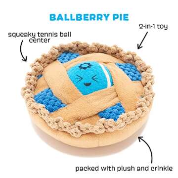 Barkbox Dog Toys – Ballberry Pie Squeaker Ball Interactive Chew Toys – Durable & Tough Tennis Balls, Training, Exercise & Beating Boredom – Stimulating Plush, Small/Medium Breed & Puppies