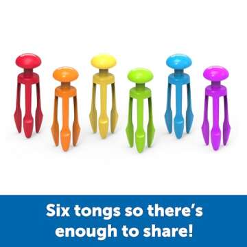 Learning Resources 3 Prong Tong, Pencil Grip Tongs, Sensory Bin, Fine Motor Toy, Set of 6, Ages 4+