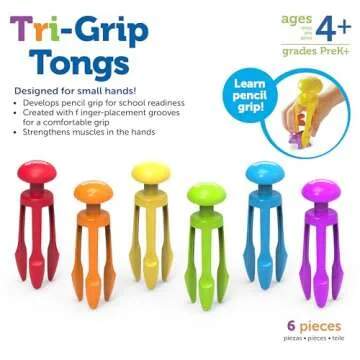 Learning Resources 3 Prong Tong, Pencil Grip Tongs, Sensory Bin, Fine Motor Toy, Set of 6, Ages 4+