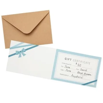Custom Gift Certificates with Envelopes for Small Business