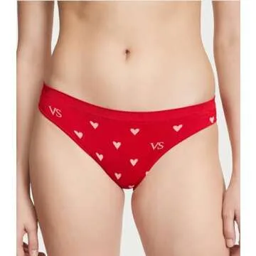 Victoria's Secret Seamless Bikini Panty Pack, Underwear for Women, 5 Pack, Hearts & Solids (L)