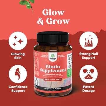 Pure + Potent Biotin Vitamins – Promotes Hair Growth + Prevents Hair Loss - Introduces Better Skin Nails - Natural Supplement for Men and Women- Helps Promote Faster Metabolism