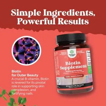Pure + Potent Biotin Vitamins – Promotes Hair Growth + Prevents Hair Loss - Introduces Better Skin Nails - Natural Supplement for Men and Women- Helps Promote Faster Metabolism