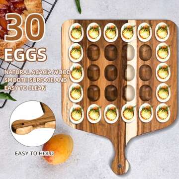 KesaPlan Acacia Wood Deviled Egg Platter for Every Occasion