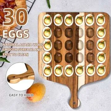 KesaPlan Acacia Wood Deviled Egg Platter for Every Occasion