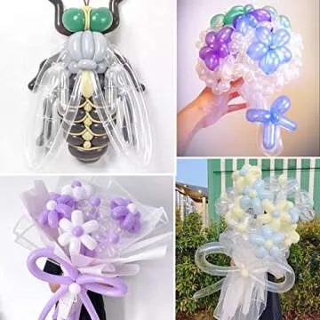 RUBFAC 100pcs Clear 260 Balloons Clear Long Skinny Latex Balloons for Animal Balloons, Transparent Twisting Animal Balloons for Kids Party Balloons Garland Birthday Wedding Party Decorations