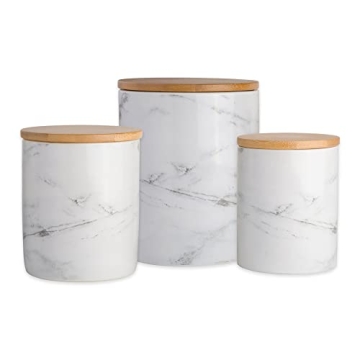 DII Ceramic Canister Set for Kitchen with Lids in White Marble