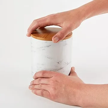 DII Ceramic Canister Set for Kitchen with Lids in White Marble