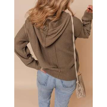 Dokotoo Women's Cozy Cable Knit Hooded Cardigan Sweater - Perfect for Fall Winter