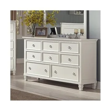 Tamarack Solid Wood 8-Drawer Dresser, Elegant White Finish
