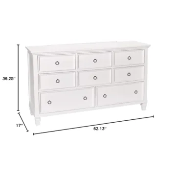 Tamarack Solid Wood 8-Drawer Dresser, Elegant White Finish