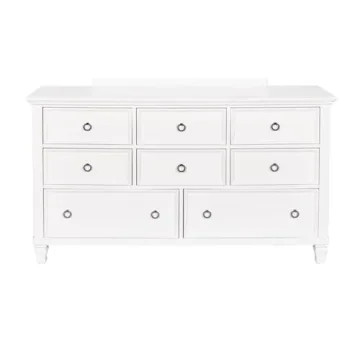 Tamarack Solid Wood 8-Drawer Dresser, Elegant White Finish